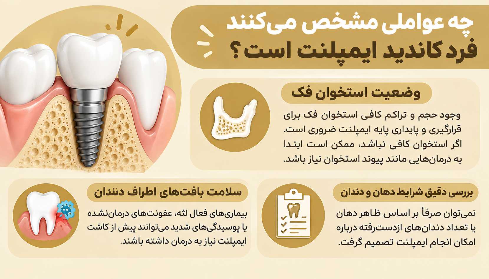 چه عواملی مشخص میکنند فرد کاندید ایمپلنت است